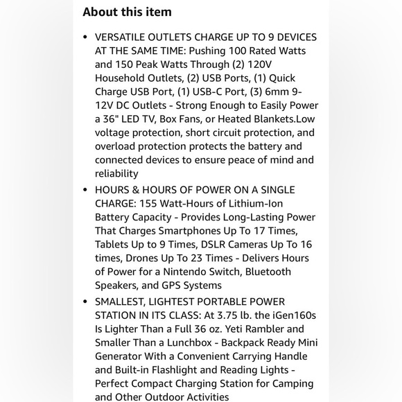 Westinghouse iGen160s Portable
Power Station/Solar Generator 155Wh 150 Peak Watt - Picture 13 of 17